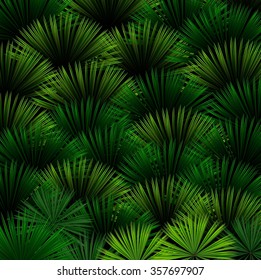 Exotic pattern with tropical leaves on a black background.vector