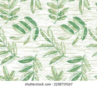exotic pattern with tropical plants and artistic leaf green textured background. Modern abstract design for paper, cover, fabric, interior decor and other users.