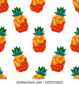 Exotic pineapple fruit seamless pattern. Stylized geometric design