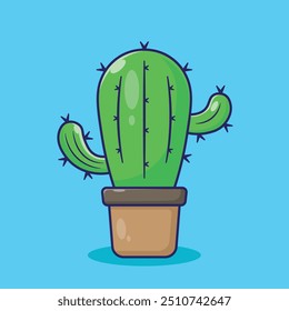 Exotic plant of cactus cartoon vector icon mascot symbol. Tropical desert plant