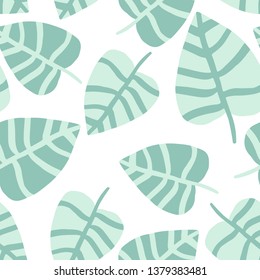 Exotic plant. Summer nature hand draw jungle print. Tropical pattern, palm leaves seamless vector floral background.