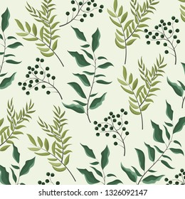 exotic plants and branches leaves background