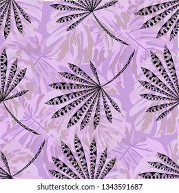 Exotic Plants. Seamless Pattern with Australian Jungle. Modern Colorful Texture for Fabric, Wallpaper, Textile. Vector Tropical Pattern.