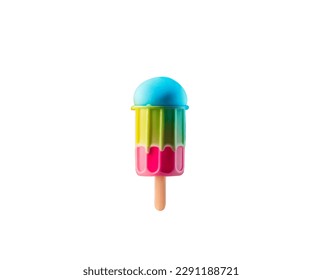 Exotic popsicles in a waffle cup on a white background. Vector illustration