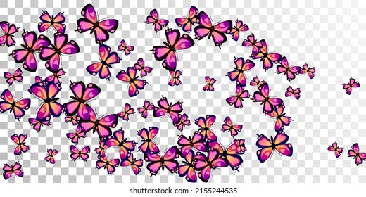 Exotic purple butterflies abstract vector wallpaper. Spring vivid insects. Simple butterflies abstract girly background. Tender wings moths patten. Tropical creatures.