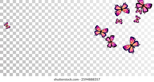 Exotic purple butterflies abstract vector wallpaper. Summer beautiful insects. Detailed butterflies abstract fantasy illustration. Sensitive wings moths patten. Tropical creatures.