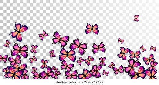 Exotic purple butterflies cartoon vector wallpaper. Spring vivid insects. Detailed butterflies cartoon girly background. Gentle wings moths graphic design. Tropical creatures.