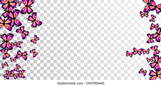 Exotic purple butterflies flying vector illustration. Summer pretty moths. Detailed butterflies flying kids background. Sensitive wings insects graphic design. Garden beings.