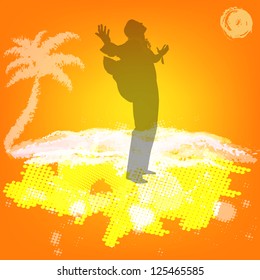 Exotic rest on tropical resort.Abstract yellow background