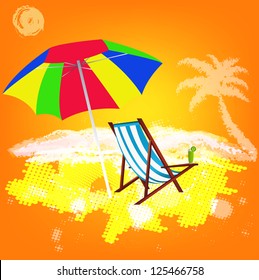 Exotic rest on tropical resort.Abstract orange background.Vector