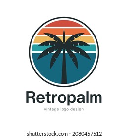 Exotic retro palm logo design