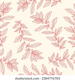 Patrón floral exótico sin foco con estilo de línea. Motivo de flor dibujado a mano para la moda, papel tapiz, papel envuelto, fondo, tela, textiles, ropa y diseño de tarjetas