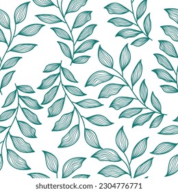 Exotic Seamless Floral Pattern with Line Style. Hand Drawn Flower Motif for Fashion, Wallpaper, Wrapping Paper, Background, Fabric, Textile, Apparel, and Card Design