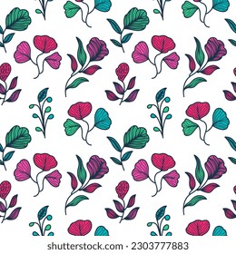 Exotic Seamless Flower Pattern with Vintage Style. Hand Drawn Floral Motif for Fashion, Wallpaper, Wrapping Paper, Background, Fabric, Textile, Apparel, and Card Design