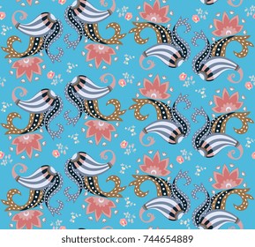 Exotic seamless paisley floral pattern in vector. Design elements. Paper, wallpaper, wrapping design, print for fabric in ethnic style. Abstract oriental ornament.