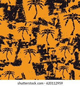 Exotic seamless pattern with abstract palm trees. Vector illustration