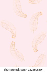 Exotic seamless pattern with golden tropical banana leaves. Hawaiian plants. Botanical background for covers, wallpapers and fabrics.