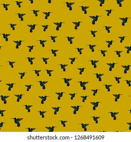 Exotic seamless pattern of Hummingbird. Vector background of bright little birds.