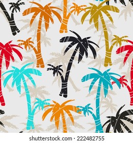 Exotic seamless pattern with silhouettes tropical coconut palm trees. Forest, jungle repeated background. Abstract print texture. Cloth design. Wallpaper 