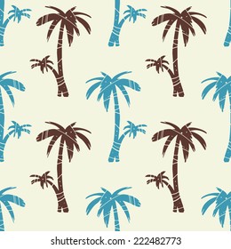Exotic seamless pattern with silhouettes tropical coconut palm trees. Forest, jungle repeated background. Abstract print texture. Cloth design. Wallpaper 