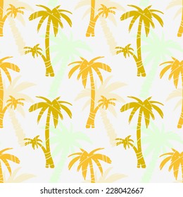 Exotic seamless pattern with silhouettes tropical coconut palm trees. Forest, jungle repeated background. Abstract print texture. Cloth design. Wallpaper 