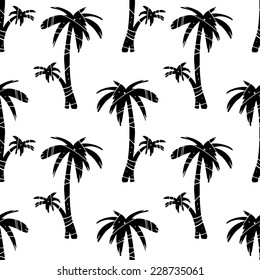 Exotic seamless pattern with silhouettes tropical coconut palm trees. Forest, jungle repeated background. Abstract print texture. Cloth design. Wallpaper 