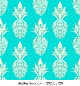 Exotic seamless pattern with silhouettes tropical fruit pineapples. Food hand drawn repeating background. Abstract print texture. Cloth art design