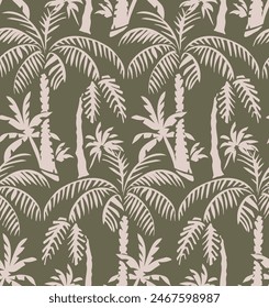 Exotic seamless pattern with silhouettes tropical palm trees. Forest, jungle. Abstract nature hand drawn background texture. Ethnic aztec mexican tropical tribal floral motifs. Hawaii beach palm.