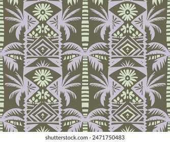 Exotic seamless pattern with silhouettes tropical palm trees. Forest, jungle. Abstract nature hand drawn background texture. Ethnic aztec mexican tropical tribal floral motifs. Hawaii beach palm.