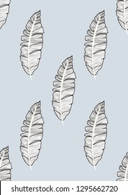 Exotic seamless pattern with tropical banana leaves. Hawaiian plants. Botanical background for covers, wallpapers and fabrics.