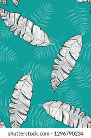 Exotic seamless pattern with tropical banana leaves. Hawaiian plants. Botanical background for covers, wallpapers and fabrics.