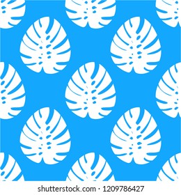 Exotic seamless pattern with tropical leaves of monstera. Hawaiian plants. Botanical background for covers, wallpaper and fabric.