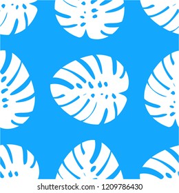 Exotic seamless pattern with tropical leaves of monstera. Hawaiian plants. Botanical background for covers, wallpaper and fabric.