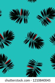 Exotic seamless pattern with tropical leaves of palm. Hawaiian plants. Botanical background for covers, wallpaper and fabric.