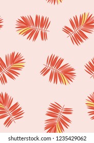 Exotic seamless pattern with tropical leaves of palm. Hawaiian plants. Botanical background for covers, wallpaper and fabric.
