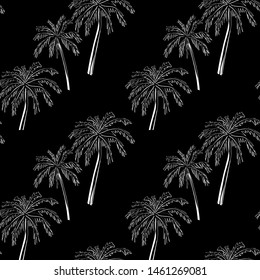 Exotic seamless pattern. Tropical palm trees. Vector illustration