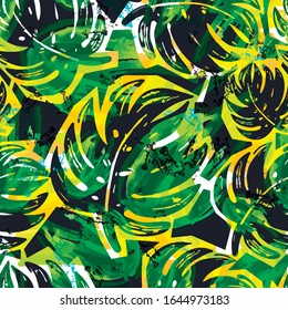 Exotic seamless tropical flowers pattern.