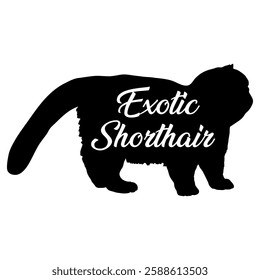 Exotic Shorthair. cat silhouette, cat, cat breeds, logo, vector, silhouette,  animal, illustration, icon, sign, design, black, symbol, pet, love
