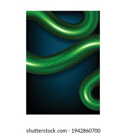 Exotic Snakes Show Stylish Advertise Poster Vector. Green Snakes With Danger Poison. Wild Tropical Palm-Pit Viper. Crawling Dangerous Venomous Reptile. Wildlife Template Realistic 3d Illustration