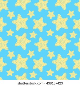 Exotic starfishes colorful seamless pattern 