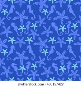 Exotic starfishes colorful seamless pattern 