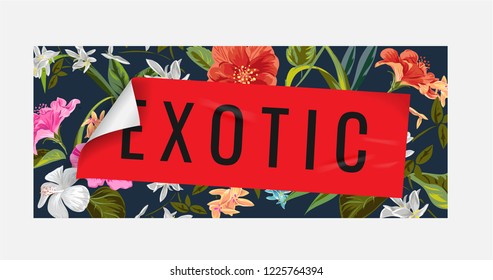 exotic sticker peel off from flower background