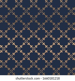 Exotic style abstract geometric pattern. A seamless vector background. gold and blue ornament. Graphic modern pattern. Simple lattice graphic design.