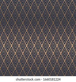 Patrón geométrico abstracto de estilo exótico. Fondo vectorial sin fisuras. adorno dorado y azul. Diseño moderno gráfico. Diseño gráfico de entramado simple.