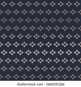 Patrón geométrico abstracto de estilo exótico. Fondo vectorial sin fisuras. adorno dorado y azul. Diseño moderno gráfico. Diseño gráfico de entramado simple.