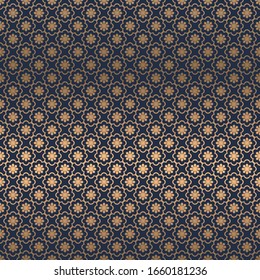 Exotic style plants abstract geometric pattern. A seamless vector background. gold and blue ornament. Graphic modern pattern. Simple lattice graphic design.