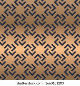 Exotic style windmill abstract geometric pattern. A seamless vector background. gold and blue ornament. Graphic modern pattern. Simple lattice graphic design.