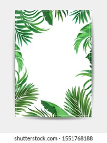 Exotic summer frame for invitation, card, banner and voucher. Template for identity design. Vector illuatration.