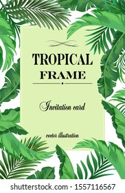 Exotic summer frame for invitation, card, banner and voucher. Template for identity design. Vector illuatration