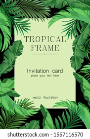 Exotic summer frame for invitation, card, banner and voucher. Template for identity design. Vector illuatration
